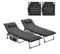 YITAHOME Lot de 2 Bains de Soleil avec Coussin 190x68x31cm Chaise Longue Réglable en 4 Positions, Transat Jardin Exterieur avec Appui-tête Capacité de Charge 200KG pour Jardin, Piscine, Noir