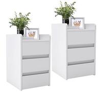 YITAHOME Lot de 2 Tables de Chevet avec 3 tiroirs, Table d'appoint avec Rangement, Petite Armoire de Rangement pour Chambre à Coucher, Salon, Couloir, 35 x 40 x 59 cm, Blanc