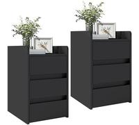 YITAHOME Lot de 2 Tables de Chevet avec 3 tiroirs, Table d'appoint avec Rangement, Petite Armoire de Rangement pour Chambre à Coucher, Salon, Couloir, 35 x 40 x 59 cm, Noir