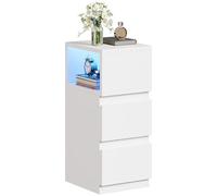 YITAHOME Lot de 2 Tables de Chevet Fines avec lumière, 2 tiroirs spacieux, Compartiment de Rangement Ouvert Convertible (Gauche/Droite), Petite Table d'appoint Moderne pour Salon, Blanc, 2 pièces