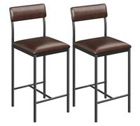 YITAHOME Lot de 2 tabourets de Bar industriels avec Assise et Dossier rembourrés pour Cuisine/Salle à Manger, chaises de Bar avec Repose-Pieds Ergonomique, Marron Rustique