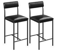 YITAHOME Lot de 2 tabourets de Bar industriels avec Assise et Dossier rembourrés pour Cuisine/Salle à Manger, chaises de Bar avec Repose-Pieds Ergonomique, Noir