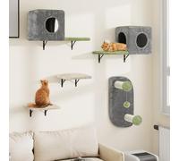 YITAHOME Lot de 5 Meubles muraux d'escalade Robustes en Flanelle, Meubles pour Chat avec Maison, lit et Colonne en sisal pour Dormir, Jouer et se détendre