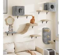 YITAHOME Lot de 8 Meubles d'escalade Robustes en Flanelle, Meubles pour Chat avec Maison, lit, griffoir, Pont Suspendu et Colonne en sisal pour Chats Dormant et Jouant à se détendre