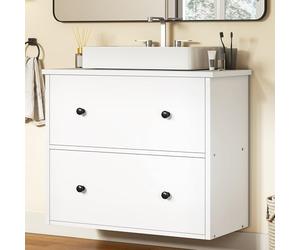 YITAHOME Meuble de lavabo Mural avec 2 tiroirs, Armoire de Salle de Bain, Organisateur de lavabo pour Salle de Bain, Appartement, Blanc