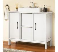 YITAHOME Meuble sous lavabo avec 2 Portes, lavabo avec étagère, Meuble de lavabo avec Encolure en U, Blanc