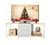 YITAHOME Meuble TV jusqu'à 47", Meuble TV avec 2 tiroirs en Tissu et 2 étagères Ouvertes, Commode 110 x 30 x 50 cm pour Salon, Salle de Divertissement, Chambre à Coucher, Cadre en Acier
