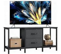 YITAHOME Meuble TV jusqu'à 47", Meuble TV avec 2 tiroirs en Tissu et 2 étagères Ouvertes, Commode 110 x 30 x 50 cm pour Salon, Salle de Divertissement, Chambre à Coucher, Cadre en Acier