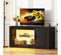 YITAHOME Meuble TV LED - avec Étagères de Rangement Réglables 55 pouces - Noir