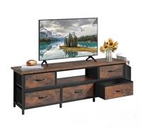 YITAHOME Meuble TV pour Salon avec 5 tiroirs Pliables et étagères avec éclairage LED RVB - 145 x 35 x 50 cm