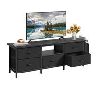 YITAHOME Meuble TV pour Salon avec 5 tiroirs Pliables et étagères - Meuble TV avec éclairage LED RVB - 145 x 35 x 50 cm - Noir