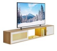 YITAHOME Meuble TV Suspendu Flottant avec Lumières LED RGB, 148 cm Meuble TV Flottant pour Téléviseurs Jusqu'à 65 Pouces avec Centre de Divertissement avec Porte pour Salon et Chambre