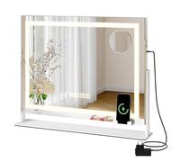 YITAHOME Miroir cosmétique Hollywood Bluetooth avec éclairage, 62 x 51 cm, Miroir de courtoisie éclairé avec lumière LED à intensité Variable, 3 Modes, contrôle Tactile, Ports USB et Type C, Montage