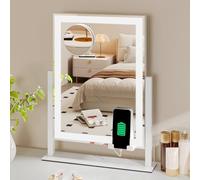 YITAHOME Miroir Maquillage Lumineux, Miroir LED Coiffeuse Rotatif à 360°, 3 Couleurs de lumière, grossissement 10x, Commande Tactile, Blanc 40 x 30 cm [Classe énergétique F]