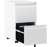 YITAHOME Mobile Filing Cabinet with 2 Lockable Drawers, Anti-tipping Rolling Filing Cabinet with Wheel for Home Office, Under Desk File Storage Cabinets for Letter/Legal/A4 Size, White, 51 x 39 x 71cm
