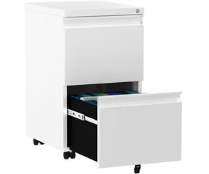 YITAHOME Mobile Filing Cabinet with 2 Lockable Drawers, Anti-tipping Rolling Filing Cabinet with Wheel for Home Office, Under Desk File Storage Cabinets for Letter/Legal/A4 Size, White, 51 x 39 x 71cm