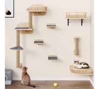YITAHOME Mur d'escalade pour Chat en Bois 7 pièces Stable avec griffoir, Plate-Forme d'angle, Monte-escalier et lit pour Chat
