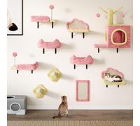 YITAHOME Mur d'escalade pour chat - Ensemble de 10 meubles solides en flanelle - Avec maison pour chat - Lit pour chat - Planche à gratter - Colonne en sisal - Jouet pour chat - Pour dormir, jouer, se