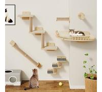 YITAHOME Mur d'escalade pour chat, mur d'escalade en bois, 7 pièces solides avec 3 arbres à chat, 2 plateformes d'angle, 2 monte-escaliers pour chat, dormir, jouer, lounging