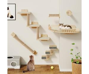 YITAHOME Mur d'escalade pour chat, mur d'escalade en bois, 7 pièces, stable, avec 3 arbres à chat, 2 plateformes d'angle, 2 escaliers pour chat, dormir, jouer, se détendre