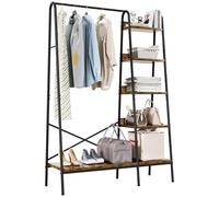YITAHOME Portant à vêtements Industriel avec 5 étagères, Portant à vêtements avec Rangement à Chaussures, Porte-Manteau au Sol pour Chambre à Coucher, Couloir, entrée, Salon