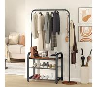 YITAHOME Porte-manteau avec étagère à Chaussures, Arbre d'entrée Industriel avec Banc à Chaussures, Porte-vêtements sur Pied avec 3 Crochets, Porte-vêtements, Tringle à Vêtements, pour Salon Couloir
