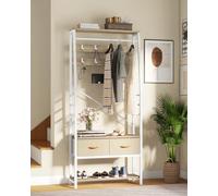YITAHOME Porte-Manteau avec Rangement à Chaussures, Arbre d'entrée Autonome avec Banc et 2 tiroirs Pliables, Porte-Manteaux Industriel avec 8 Crochets pour Couloir, Cadre en métal, Beige