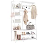 YITAHOME Porte Manteau, Grand Meuble d'entrée, Porte-manteau Industriel avec Rangement à Chaussures, Porte-vêtements sur Pied avec 9 Crochets et 5 étagères, pour Couloir, Salon, Blanc