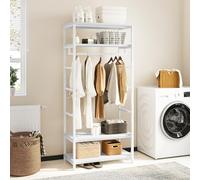 YITAHOME Portemanteau Haut pour Couloir, Salon, Porte Manteau Industriel avec 4 étagères, Portant à vêtements avec Rangement à Chaussures, Porte-vêtements pour Couloir, Salon, Blanc