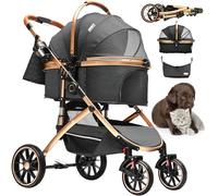 YITAHOME Poussette pour petit chien 3 en 1 - Pliable - Noir - jusqu'à 20 kg - 80 x 59 x 101 cm