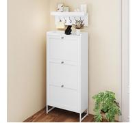 YITAHOME Rangement Étroit pour Chaussures avec 3 Trappes, Commode à Chaussures Blanc- Supporte Talons Hauts