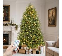YITAHOME Sapin de Noël Artificiel avec éclairage, 1,8 m, 450 LED, 11 Modes d'éclairage, 1838 Pointes avec Support, Cloche Verte, Vert