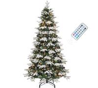 YITAHOME Sapin de Noël Artificiel de 182,9 cm avec éclairage et télécommande, prédécoré avec 29 Pommes de pin et 900 Pointes PE/PVC, 11 Modes d'éclairage, 3 minuteries - Réglable et floqué