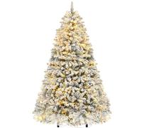 YITAHOME Sapin de Noël artificiel de 228 cm avec neige et 550 lumières LED blanc chaud, 1346 pointes, pin réaliste avec pliage facile et support en métal, assemblage rapide pour la maison ou le bureau