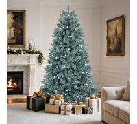YITAHOME Sapin de Noël Artificiel en épicéa Bleu de 1,8 m avec éclairage, Branches rabattables, 880 Pointes et 450 lumières Blanches Chaudes