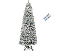 YITAHOME Sapin de Noël Artificiel Fin de 183 cm avec télécommande - Arbre pré-éclairé avec 300 LED de Couleur Blanc Chaud/Multicolore - Environ 700 Pointes