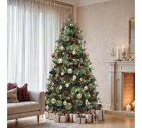 YITAHOME Sapin de Noël Artificiel Vert de 1,8 m avec télécommande, Technologie de charnière, 650 Pointes Mixtes, Aiguilles de pin, 36 cônes, 30 Baies Rouges, 300 lumières et 11 Modes