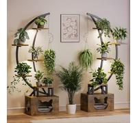 YITAHOME Support de plantes d'intérieur avec lumières LED de croissance à 5 étages avec lit pour chat, 165 cm de haut, double symétrique, étagère incurvée pour salon, terrasse, balcon