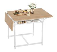 YITAHOME Table à Manger Pliante, Table à Feuilles Extensible avec Porte-Bagages et 4 Jambes réglables, sièges 2-6 Personnes, 120 x 78 x 75cm, chêne Jaune et Blanc