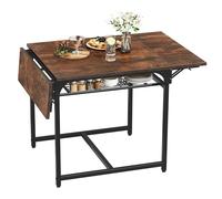 YITAHOME Table à Manger Pliante, Table à Feuilles Extensible avec Porte-Bagages et 4 Jambes réglables, sièges 2-6 Personnes, 120 x 78 x 75cm, Marron Rustique et Noir
