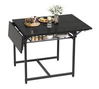 YITAHOME Table à Manger Pliante, Table à Feuilles Extensible avec Porte-Bagages et 4 Jambes réglables, sièges 2-6 Personnes, 120 x 78 x 75cm, Noir