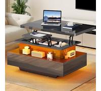 YITAHOME Table Basse avec Plateau élévateur Extensible avec éclairage LED