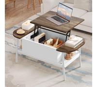 YITAHOME Table basse avec plateau élévateur, table de salon réglable en hauteur avec compartiment de rangement caché, table d'appoint elliptique avec espace de rangement pour la maison, le bureau, les