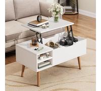 YITAHOME Table Basse avec Plateau Rabattable et Compartiment caché, Plateau réglable, mécanisme à Ressort, Table Basse avec Espace de Rangement pour Salon, 80x 40x61,5cm