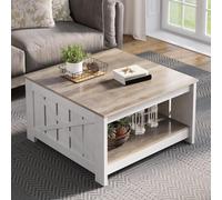 YITAHOME Table Basse Carrée en Bois avec Rangement, Table Basse Moderne Rustique pour Le Salon, Table Basse de Style Ferme, Table Basse pour Le Salon avec Compartiment de Rangement à moitié Ouvert
