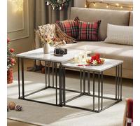 YITAHOME Table Basse Gigogne Carrée, Lot de 2 Table Basse Salon Moderne avec Cadre en Métal pour Salon, Salle à Manger, Cuisine, 60x60x50cm,50x50x44cm