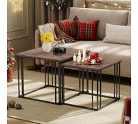 YITAHOME Table Basse Gigogne Carrée, Lot de 2 Table Basse Salon Moderne avec Cadre en Métal pour Salon, Salle à Manger, Cuisine, 60x60x50cm,50x50x44cm