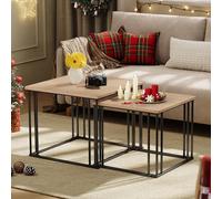 YITAHOME Table Basse Gigogne Carrée, Lot de 2 Table Basse Salon Moderne avec Cadre en Métal pour Salon, Salle à Manger, Cuisine, 60x60x50cm,50x50x44cm