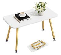 YITAHOME Table Basse Pliante 80 x 40 x 45 cm Table Basse Portable Aucune Installation nécessaire Table d'appoint pour Salon, Chambre à Coucher, Bureau, Table de Salon Blanc