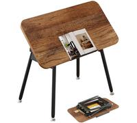 YITAHOME Table Basse Pliante pour Salon, Table de Salon avec 5 Positions Réglables, Table d'appoint Portable sans Assemblage, Facile à Transporter, 80 x 40 x 49 cm, Noisette